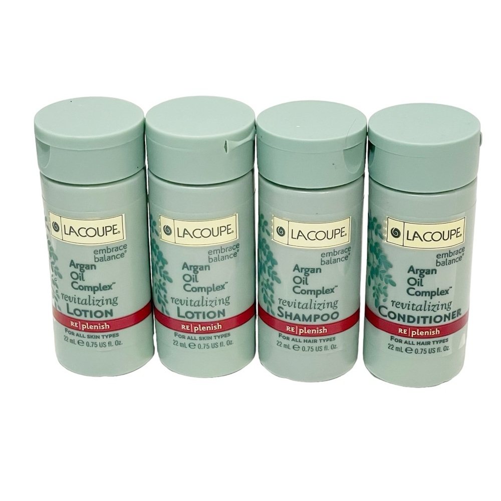 LaCoupe‎ Argan Oil Complex Travel Size Shampoo Conditioner Lotion Revitalizing